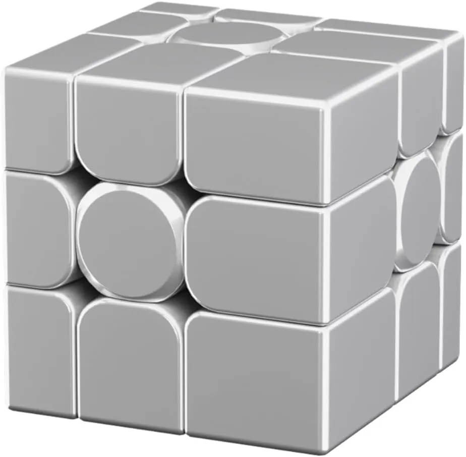 Bukefuno Moyu Mirror Cube V2 Ball-Core Magnetic UV 3x3 Space Silver Magic Cube Puzzle 3x3x3 MFJS Mirror V2 Irregular Stickerless Magnets Speed Magic Cube(Ball-Core UV Coated Version)