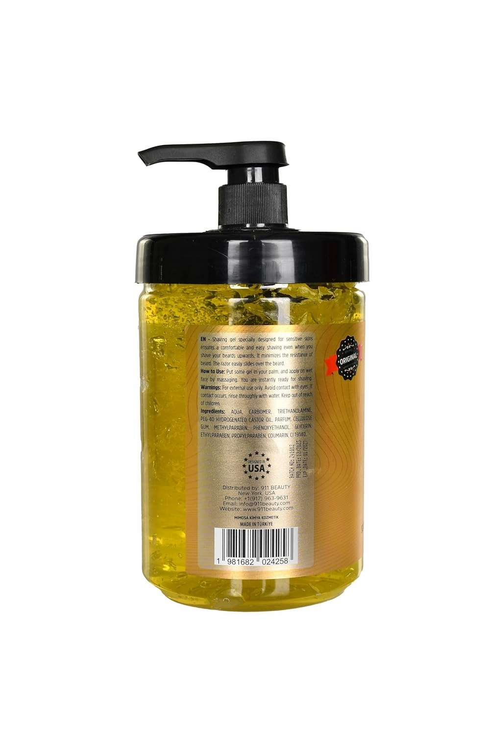 BUMBLE BEE Shaving Gel Softner Non-irritating, All Skin Types, Rich Male Fragance - Smooth and Sophisticated Shaving 33.8 Oz / 1000 ml. Barber Supplies (Yellow)