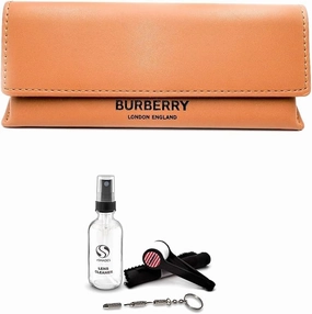 BURBERRY Small Triangular Brown Eyeglass Case   Bundle with eSHADES Luxury Eyewear Kit