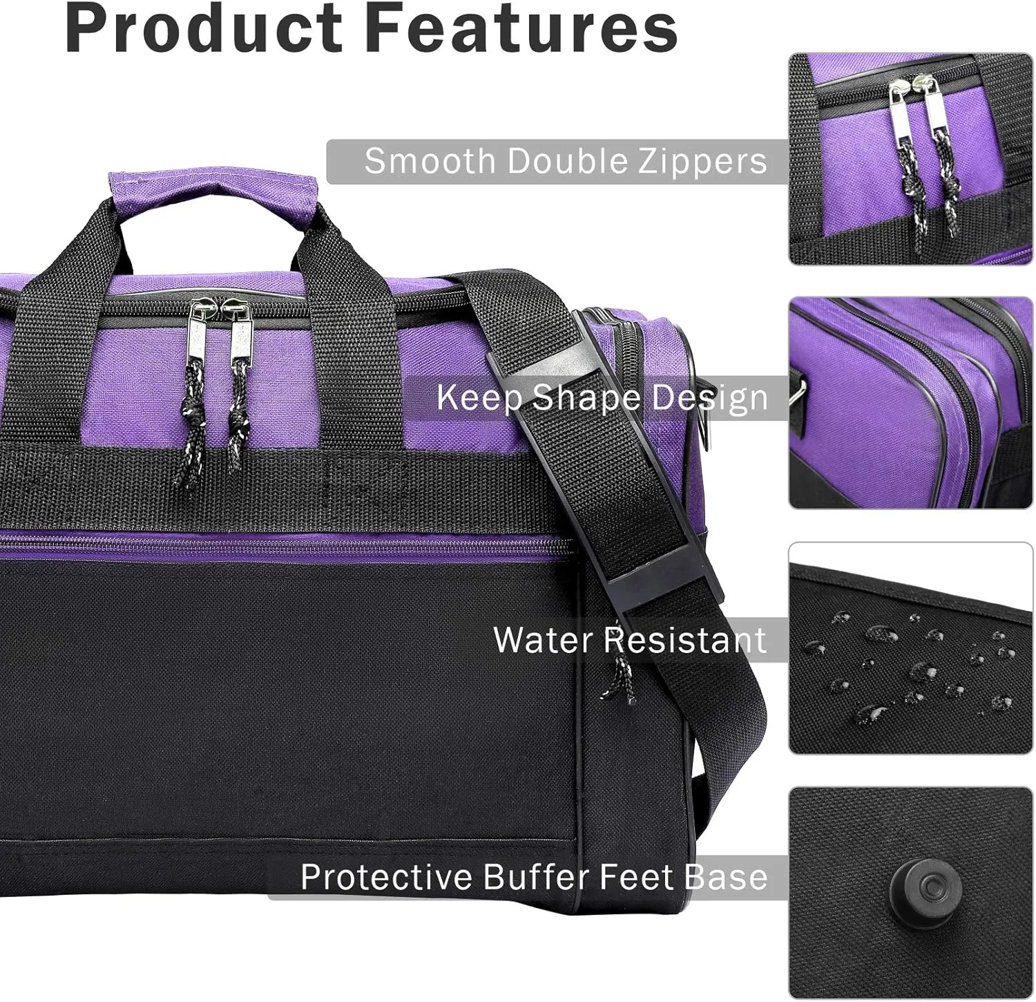 BuyAgain Duffle Bag, 17" Travel Carry On Sport Overnight Weekender Duffel Gym Bag with Adjustable Strap For Men Or Women