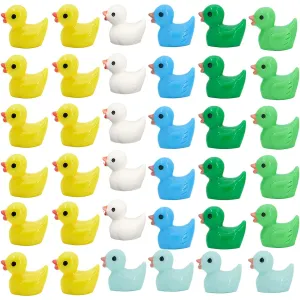 Byelfdow 40 Pieces Little Duck 6 Colors Dollhouse Decoration Mini Resin Duck Hidden Miniature Craft Plant Garden DIY Little Duck Figure Holiday