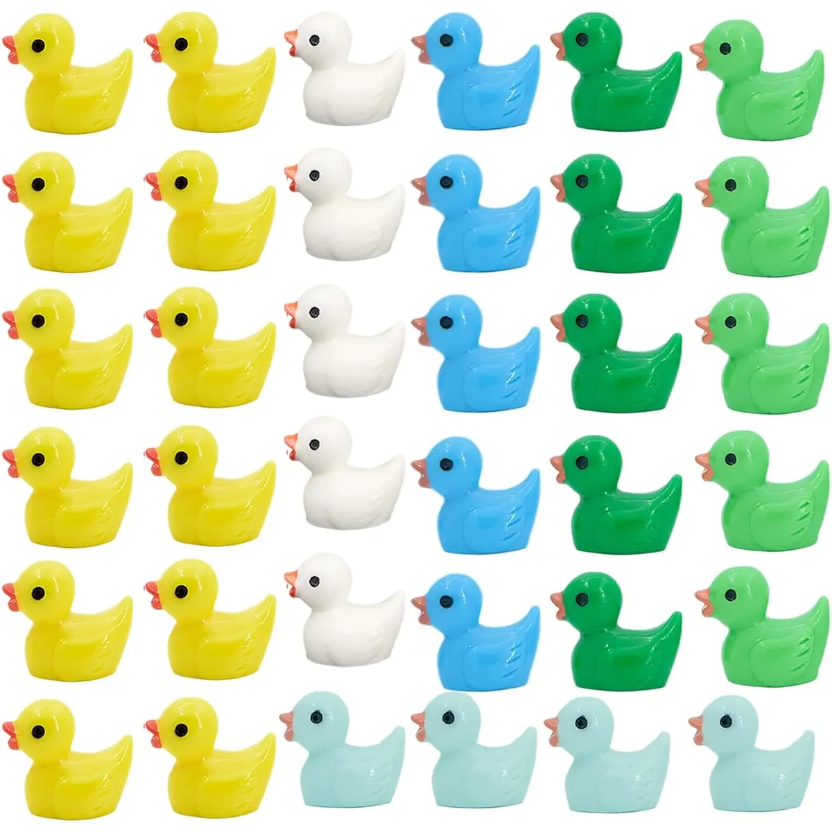 Byelfdow 40 Pieces Little Duck 6 Colors Dollhouse Decoration Mini Resin Duck Hidden Miniature Craft Plant Garden DIY Little Duck Figure Holiday