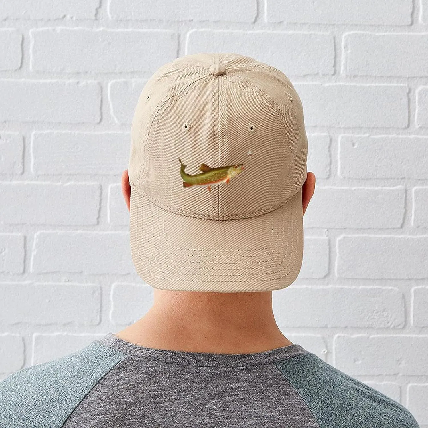 CafePress Vintage Trout Fishing Illustration Adjustable Baseball Cap