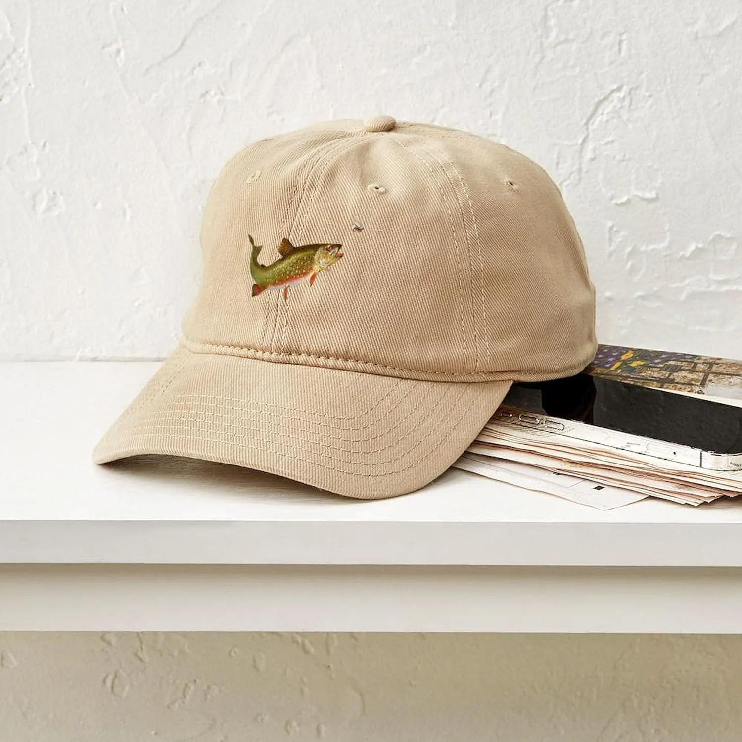 CafePress Vintage Trout Fishing Illustration Adjustable Baseball Cap