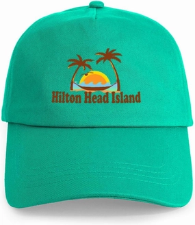 CafePress Hilton Head Island SC Sun and Palm Trees Design Adjustable Baseball Cap