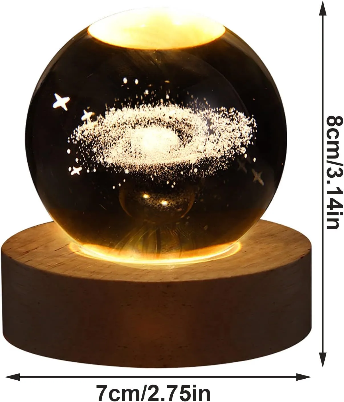 C&M 3D Deer Crystal Ball Night Light,Deer Figurine Lamp,Decorative Glass Sphere Ball Paperweight Crystal Sea Animal Decorations for Home (Deer)