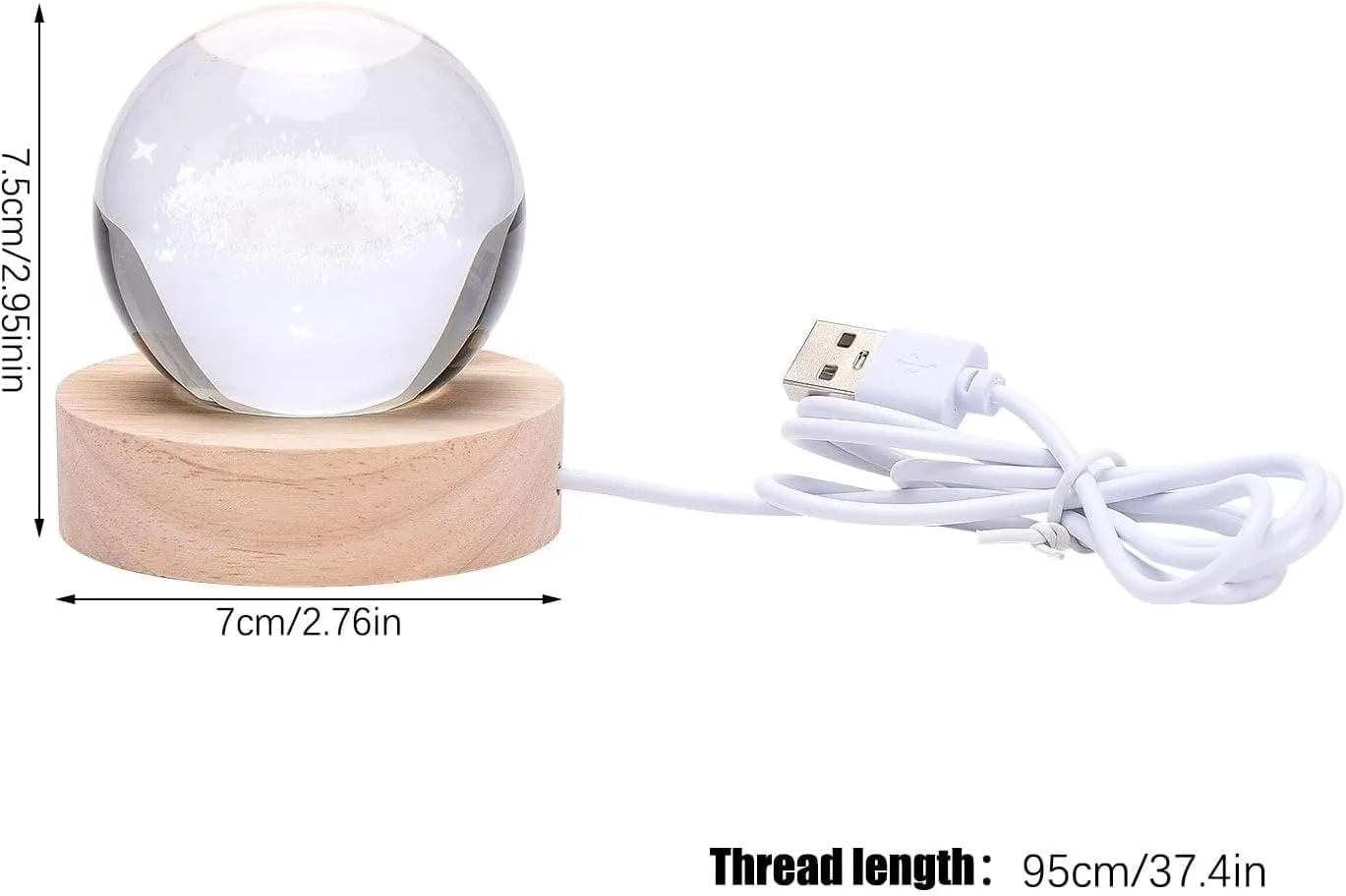 C&M 3D Deer Crystal Ball Night Light,Deer Figurine Lamp,Decorative Glass Sphere Ball Paperweight Crystal Sea Animal Decorations for Home (Deer)