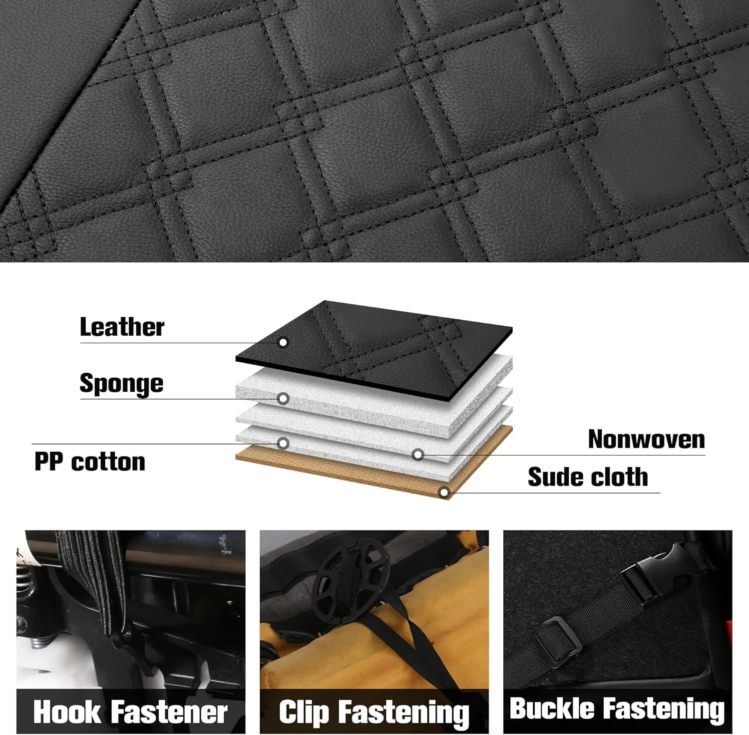 CAROMOP Luxury PU Leather Car Seat Covers Full Set-Waterproof Seat Protectors with Split Bench Seat Covers for Cars-Universal Cars Interior Covers for Sedans, SUVs, Pick-up Trucks (Black/Red Line)