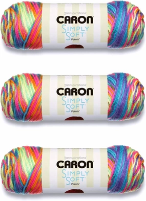 Caron Simply Soft Rainbow Bright Paints Yarn - 3 Pack of 141g/5oz - Acrylic - 4 Medium (Worsted) - 235 Yards - Knitting/Crochet
