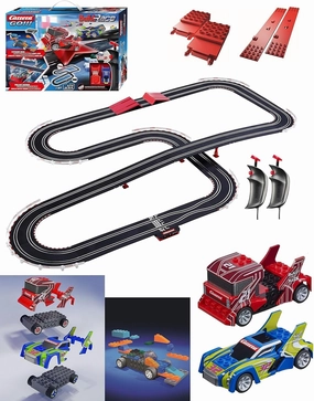 Carrera GO!!! Build 'N Race Electric Powered Slot Car Racing Kids Toy Building Blocks Race Track Set 1:43 Scale, Racing Set 6.2