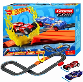 Carrera Go!!! Hot Wheels™ Race Track Set | Fiery Racing Action | Duel Night Shifter™ & HW50 Concept™ | Jump Jump with Fire Ring | 4.3 m Track Length | 1:43 Scale | From 5 Years