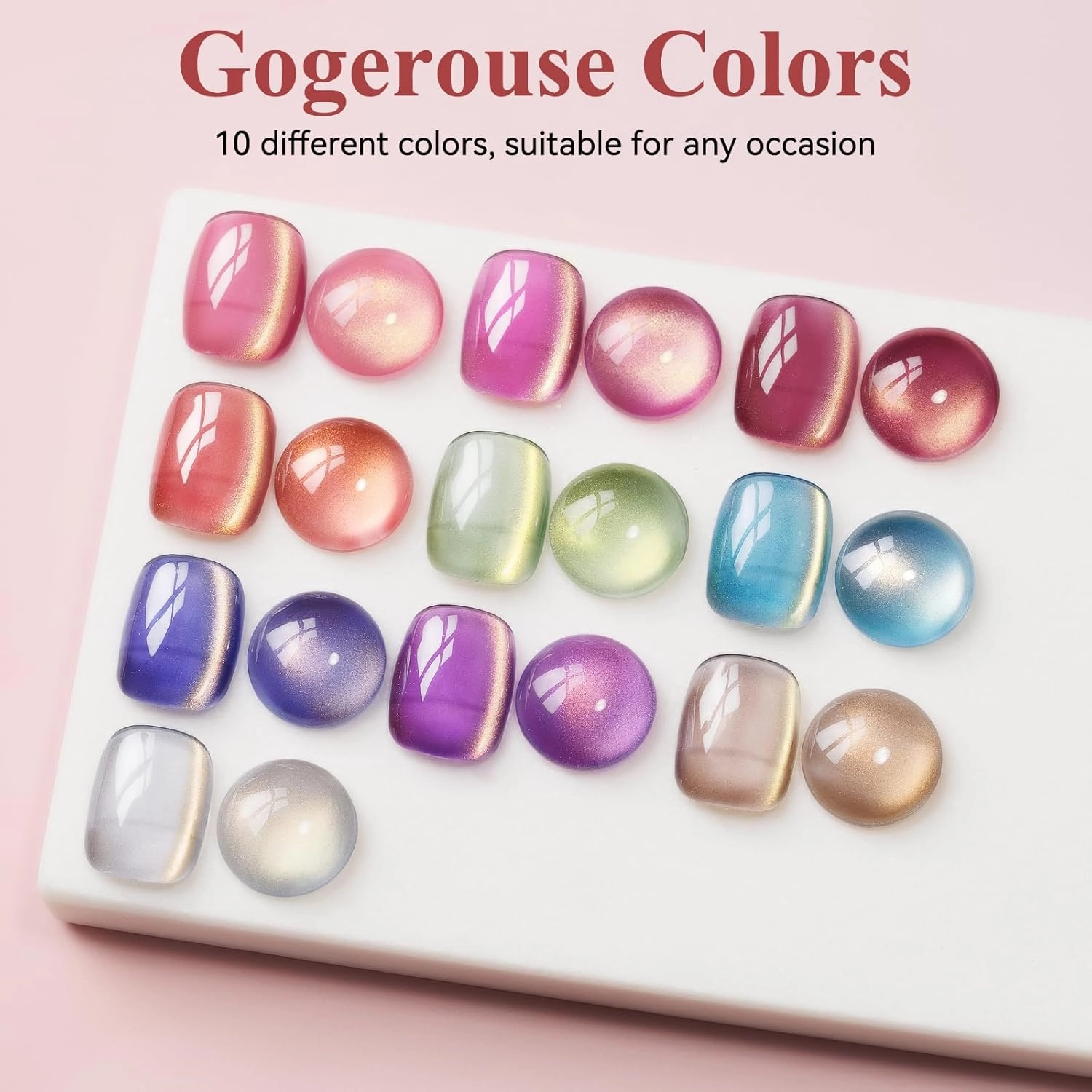 Cat Eye Gel Nail Polish Set-10 Colors with Magnet Cats Eye Gel Polish Silver Pink Blue Jelly Glass Effect Crystal Glitter Cateye UV Kit Home Manicure DIY Nail Art
