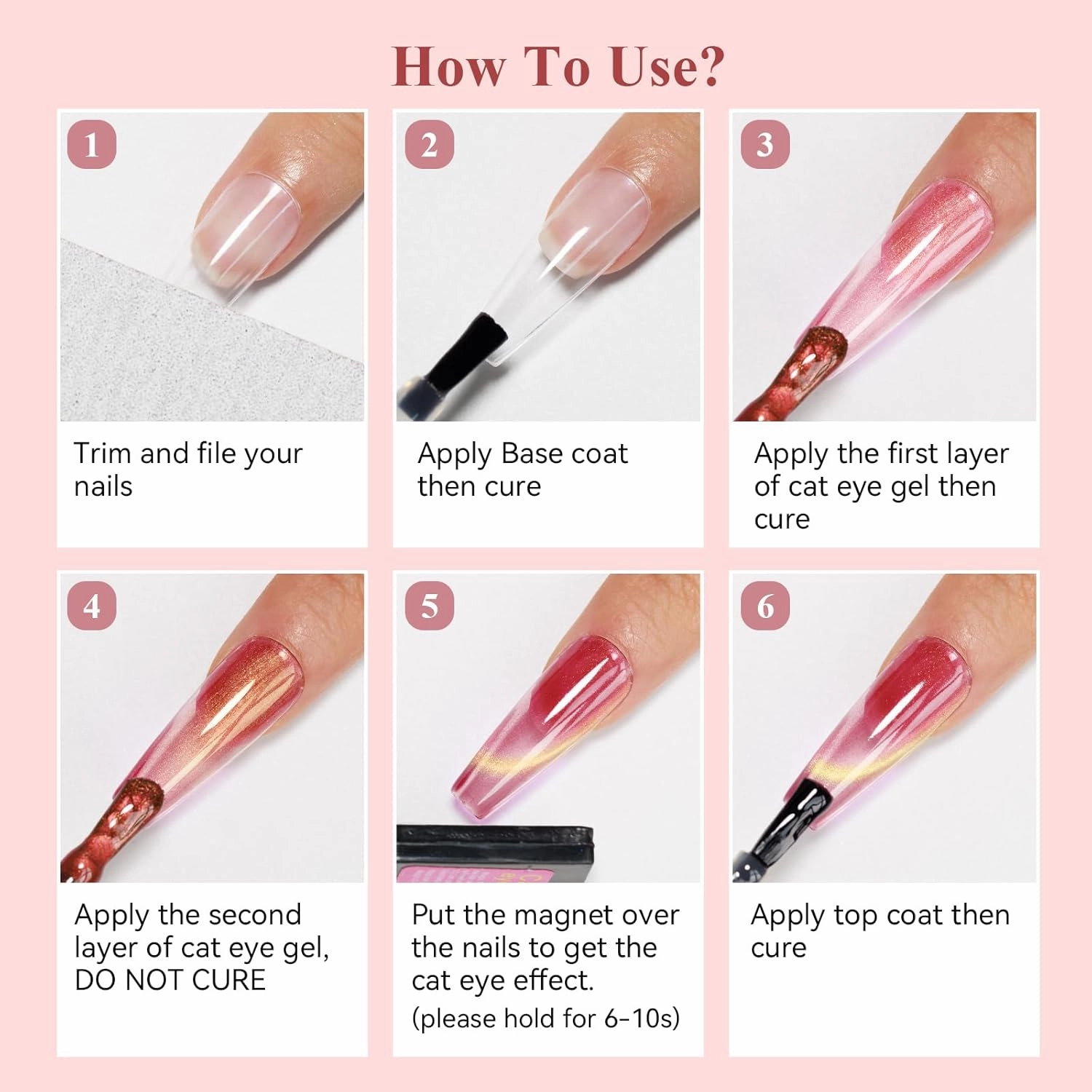 Cat Eye Gel Nail Polish Set-10 Colors with Magnet Cats Eye Gel Polish Silver Pink Blue Jelly Glass Effect Crystal Glitter Cateye UV Kit Home Manicure DIY Nail Art