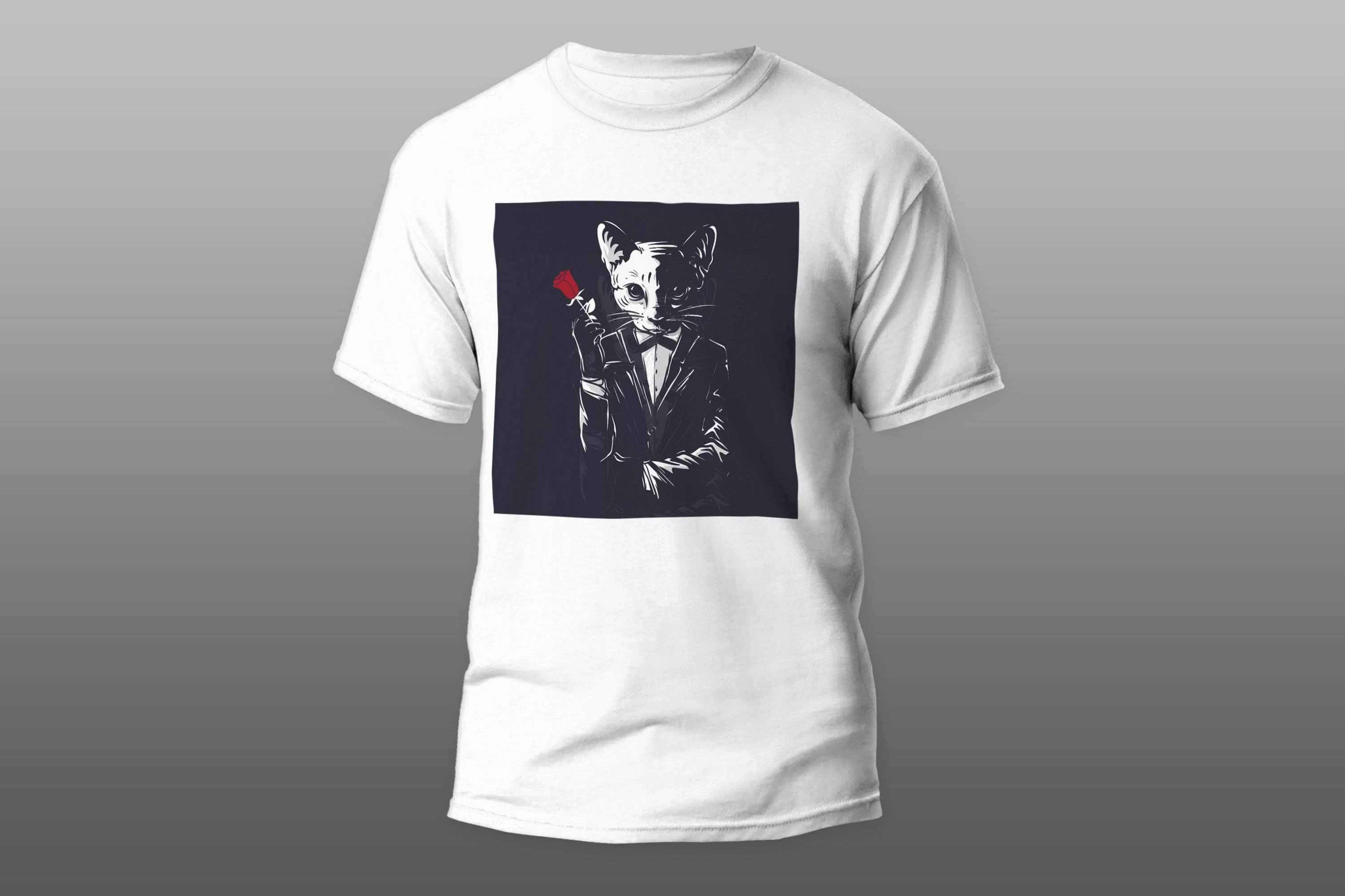 Cat with a rose T-shirt