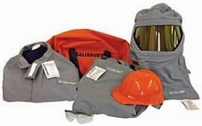 Cementex CL4K-M0 Arc Flash Rated Task Wear Duffel Bag Kit with FR Treated Cotton Coat and Overalls and Class 0 Gloves, Rating: 40 Calories, Color: Navy, Size: Medium