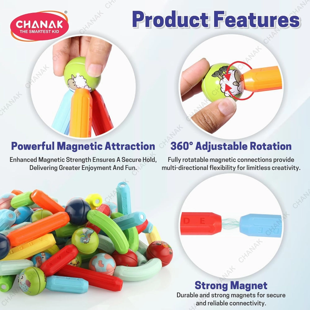 Chanak Magnetic Building Stick & Ball Blocks -76 Piece