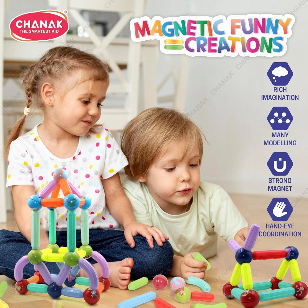 Chanak Magnetic Building Stick & Ball Blocks -76 Piece