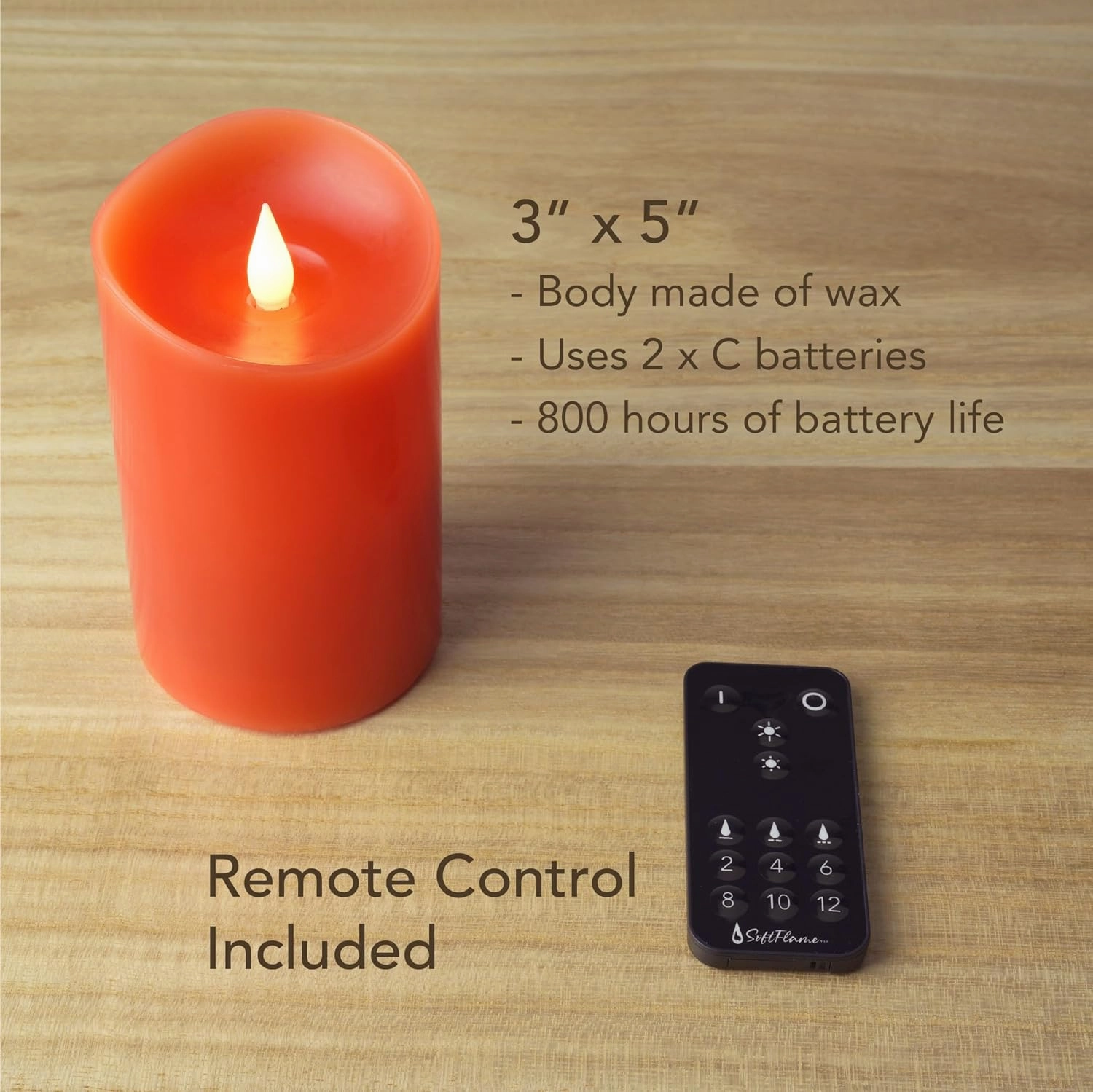 Christmas Decor Flameless LED Candles with Remote Control, 3"x 5"Battery Operated Pillar Real Wax with Timer for Christmas Decorations, Pumpkin Orange Candle