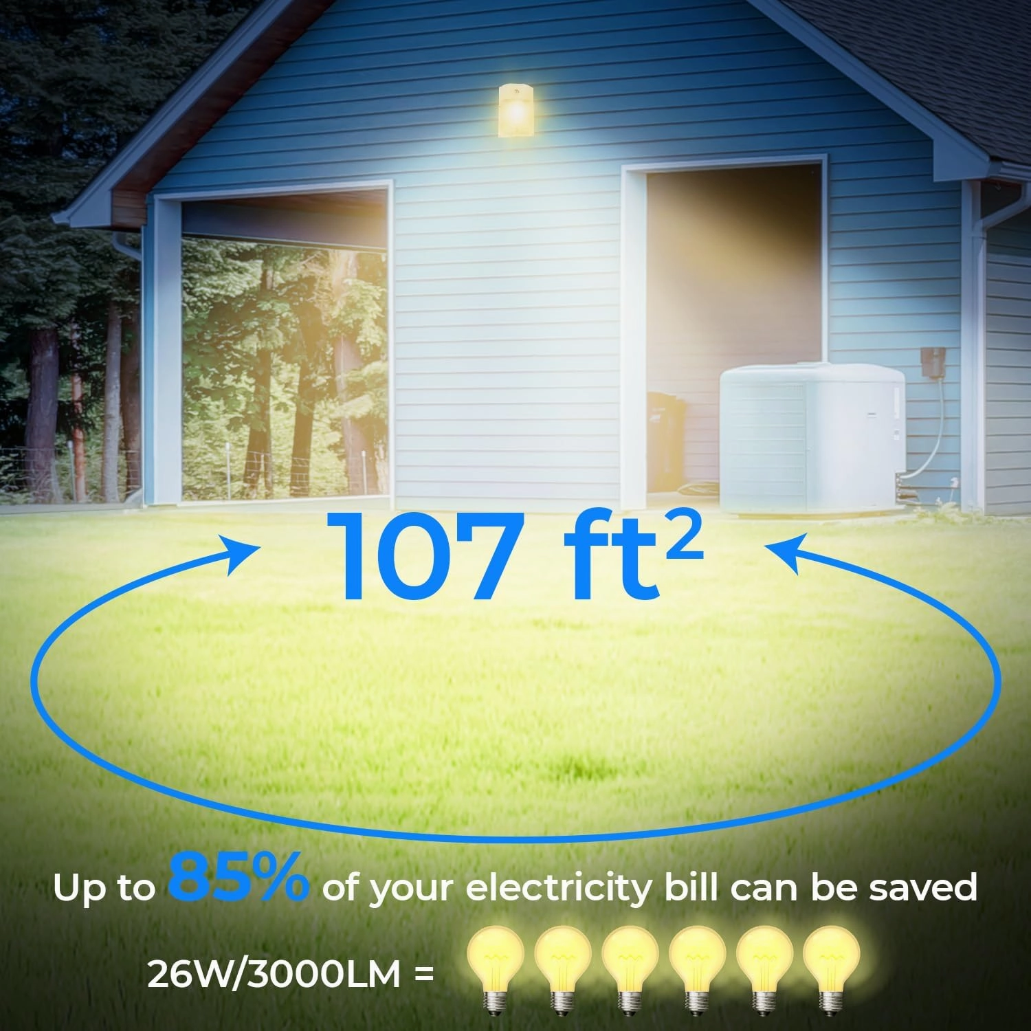 CINOTON 26W LED Wall Pack Light with Dusk to Dawn Sensor, 3000LM[100-277Vac/160W HID/HPS Equiv.] IP65 Waterproof Outdoor Security Flood Lighting for Yard Patio Barn Porch 3000K-Warm White 2 Pack