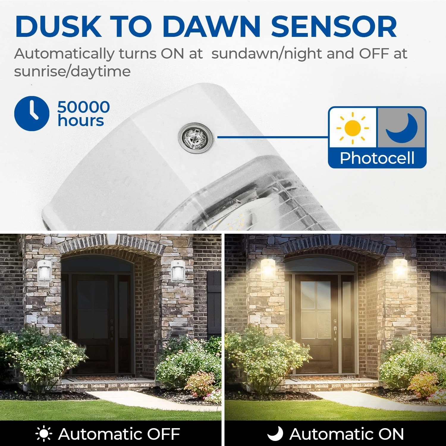 CINOTON 26W LED Wall Pack Light with Dusk to Dawn Sensor, 3000LM[100-277Vac/160W HID/HPS Equiv.] IP65 Waterproof Outdoor Security Flood Lighting for Yard Patio Barn Porch 3000K-Warm White 2 Pack