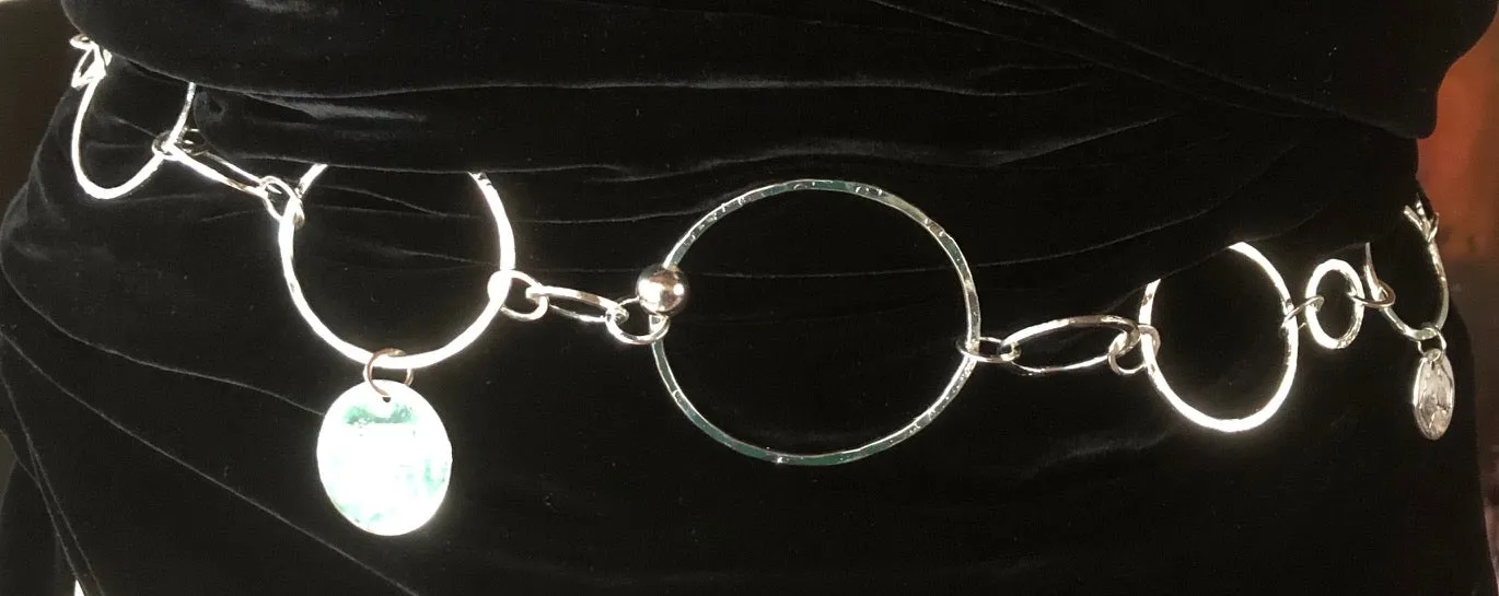 Circle long necklace silver