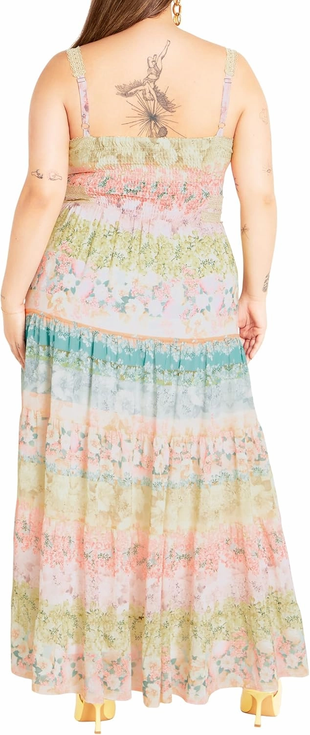 CITY CHIC Women's Plus Size Augustine Print Tier Maxi Dress