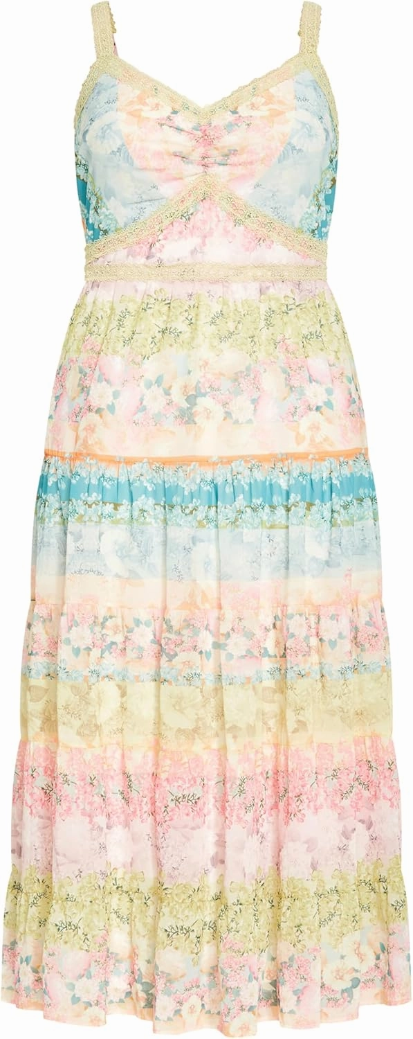 CITY CHIC Women's Plus Size Augustine Print Tier Maxi Dress