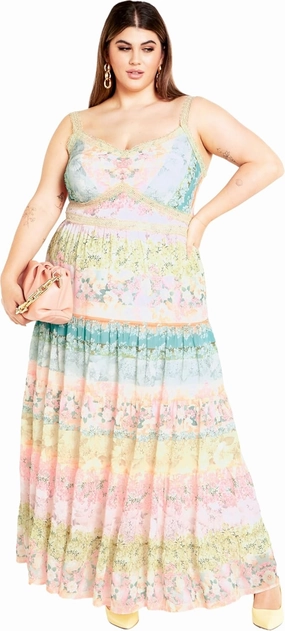 CITY CHIC Women's Plus Size Augustine Print Tier Maxi Dress