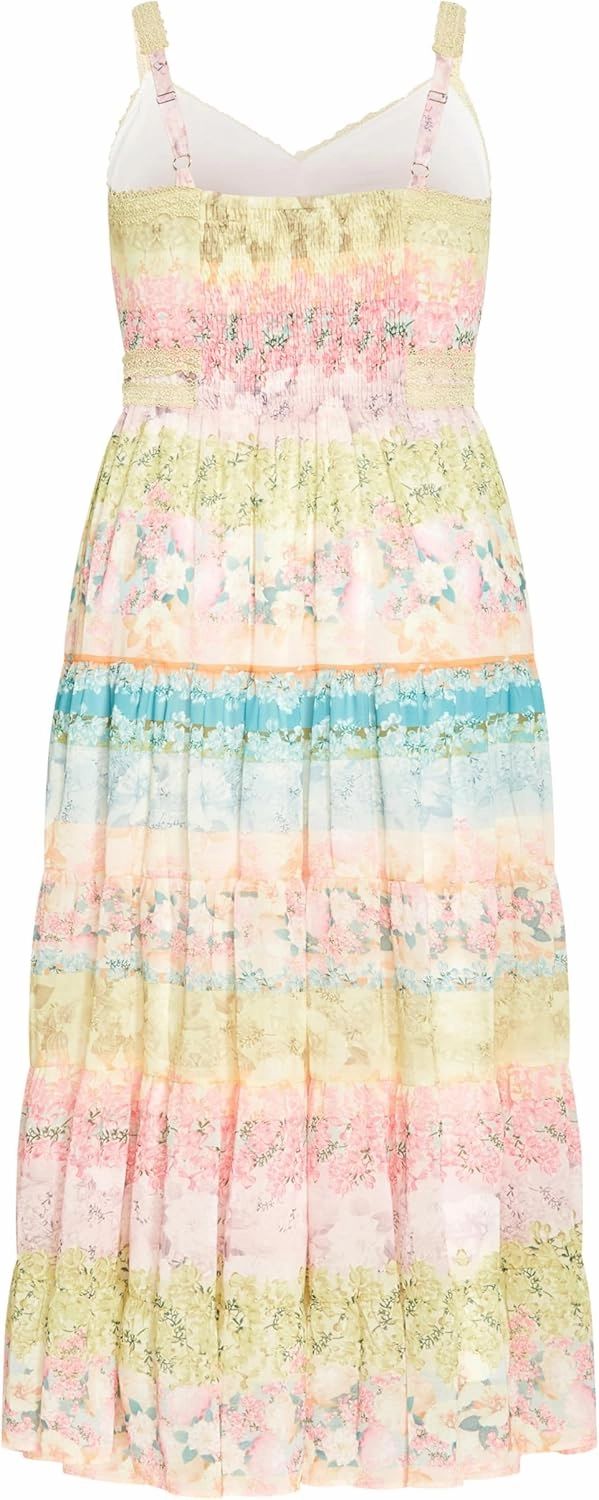CITY CHIC Women's Plus Size Augustine Print Tier Maxi Dress