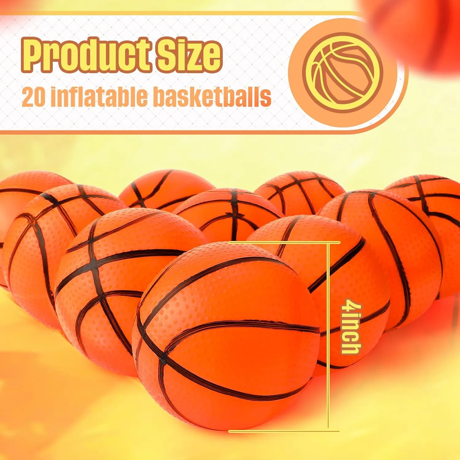Civaner 20 Pcs Mini Soccer Basketball for Kids 4 Inch Inflatable Rubber Small Basketballs Gifts Toddlers Bouncy Toys Balls for Sports Beach Pool Theme Party Favor(Basketball Style)