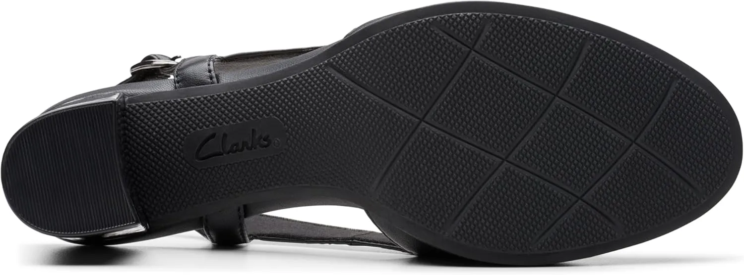 Clarks Womens 26177031 Block Heel Leather Slingback Heels