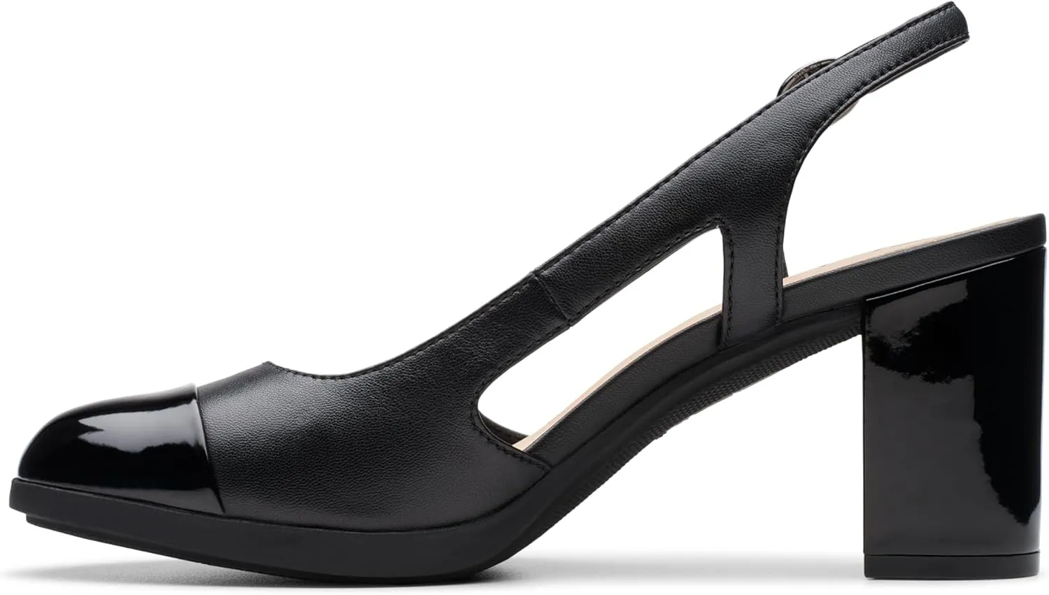 Clarks Womens 26177031 Block Heel Leather Slingback Heels