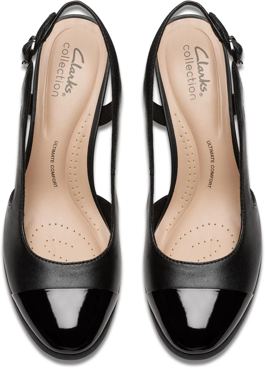 Clarks Womens 26177031 Block Heel Leather Slingback Heels