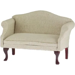 Classics Dollhouse Sofa, Mahogany in Beige Fabric