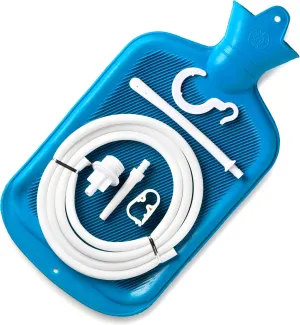 Cleanstream Water Bottle Enema Kit, Enema Cleaning Kit for Men and Women, 2 Nozzles, 5ft Silicone Nozzle, 1 Bag, Blue