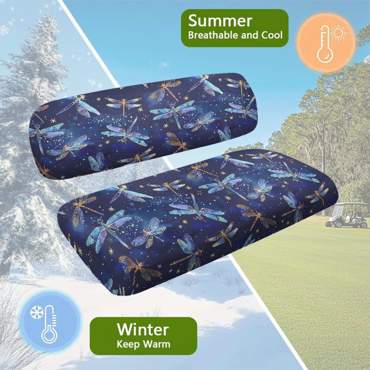 CLOHOMIN 2pcs Golf Cart Seat Bottom Cushion Back Rest Cover for Club Car Sports Golf Travel Sports Golf Cart Seat Cover