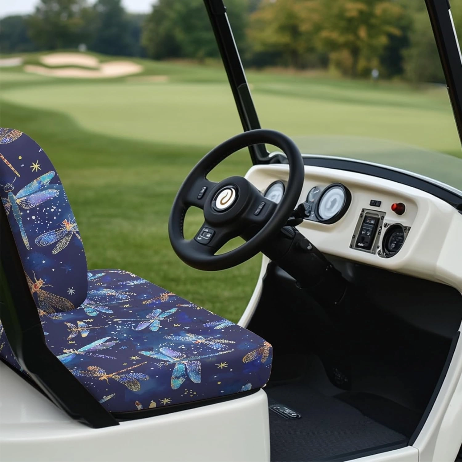 CLOHOMIN 2pcs Golf Cart Seat Bottom Cushion Back Rest Cover for Club Car Sports Golf Travel Sports Golf Cart Seat Cover