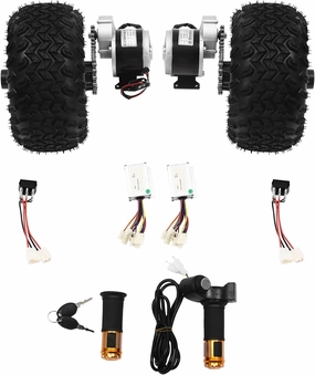 CNCEST Motor Drive Air Wheel Conversion Kit, 24V 250W Wheel Kit Electric Cart Scooter, Double Wheel Set Electrical Beach Scooter with Digital Display Throttle for Small Go-Karts, Electric Wheelchairs