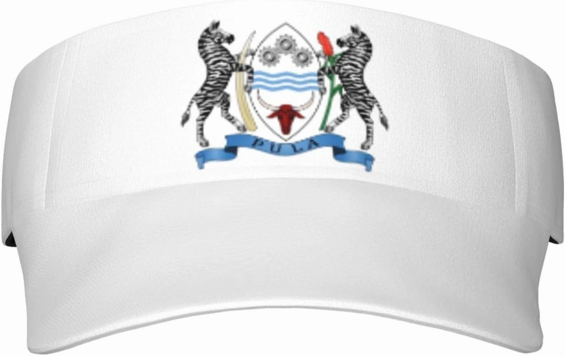 Coat of Arms of Botswana Adult Sun Visor Cap - UV Protection, Breathable, Adjustable, Sports & Outdoor Hat Black