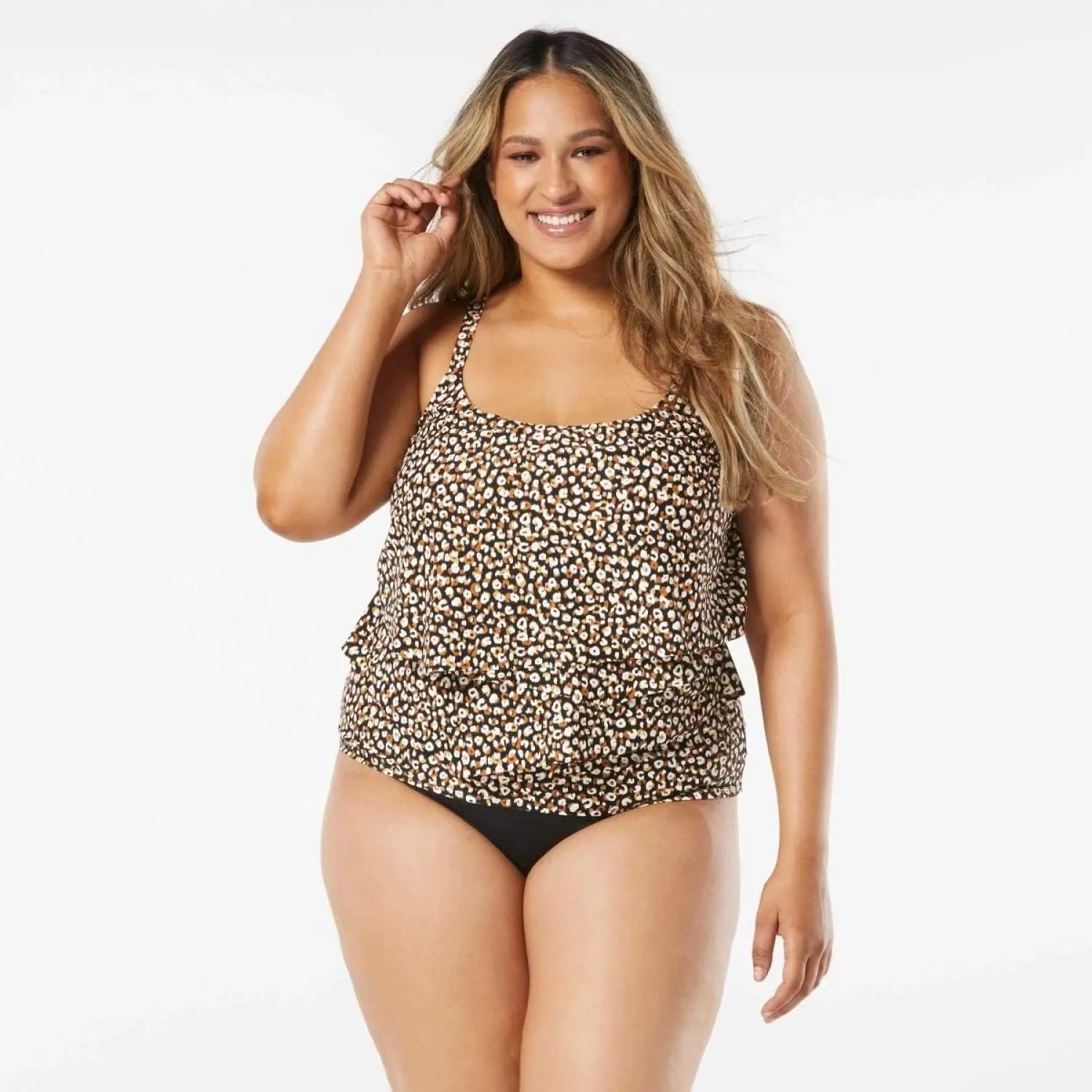 COCO REEF Aura Ruffle Bra Sized Underwire Tankini Top, Full Coverage Swimsuit Top