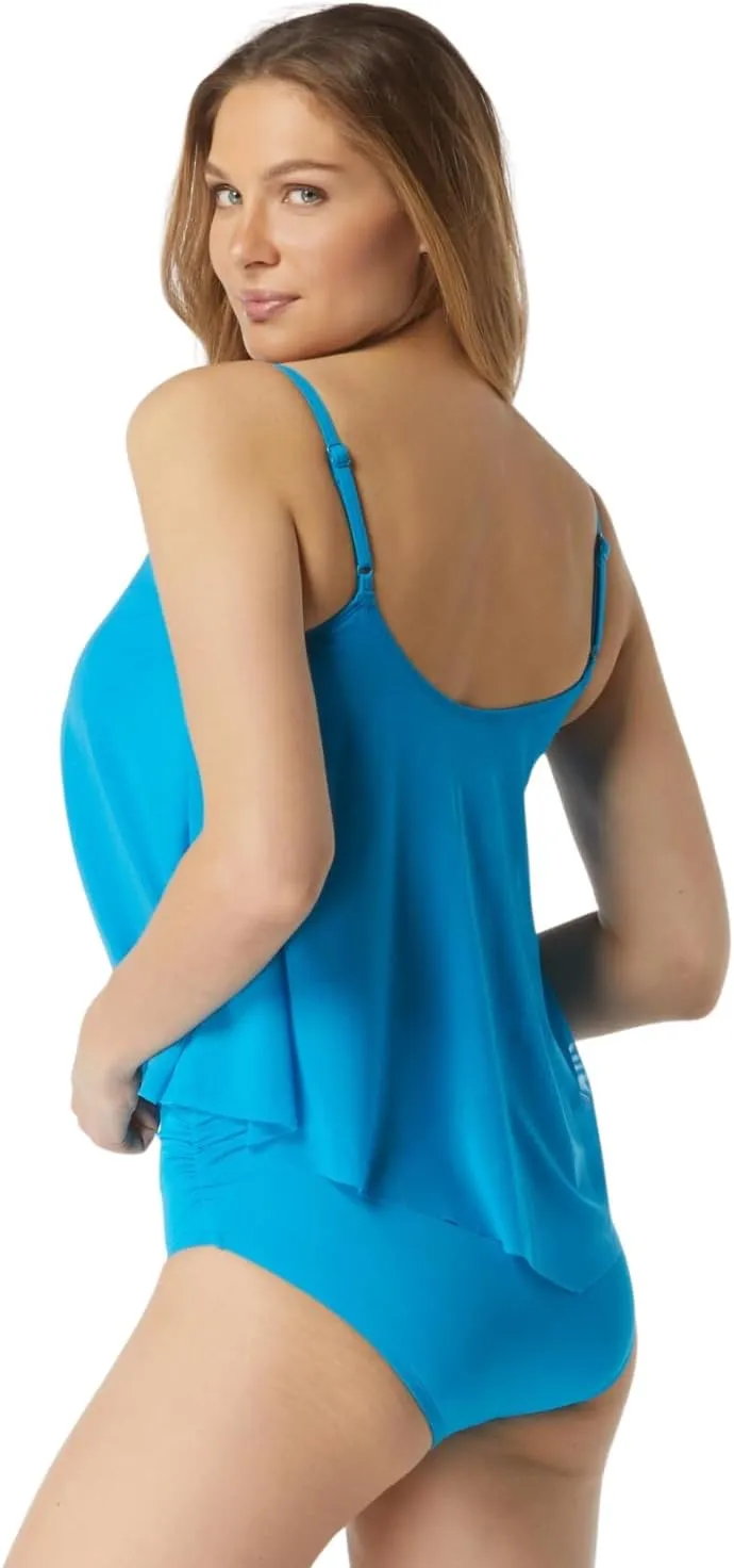 COCO REEF Captivate Bra Sized Underwire Tankini Top — Double Layer Mesh Swim Top
