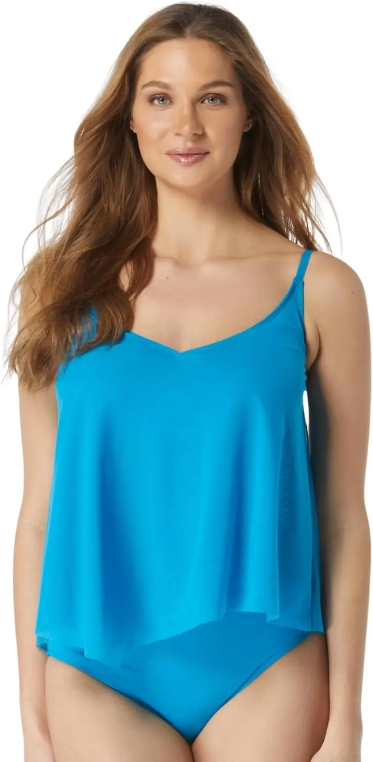 COCO REEF Captivate Bra Sized Underwire Tankini Top — Double Layer Mesh Swim Top