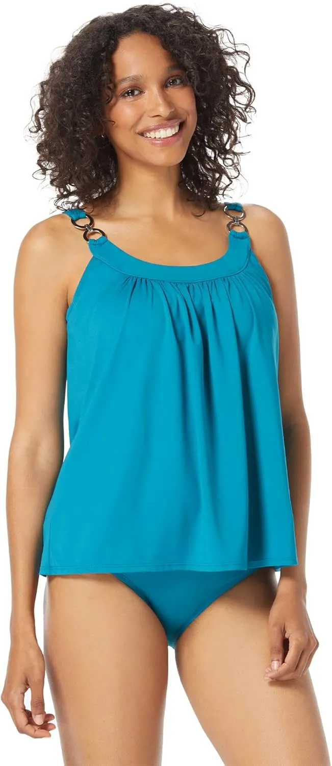 COCO REEF Ultra Fit Bra Sized Underwire Loose Fit A-Line Tankini Swimsuit, Full Coverage Swimwear Top