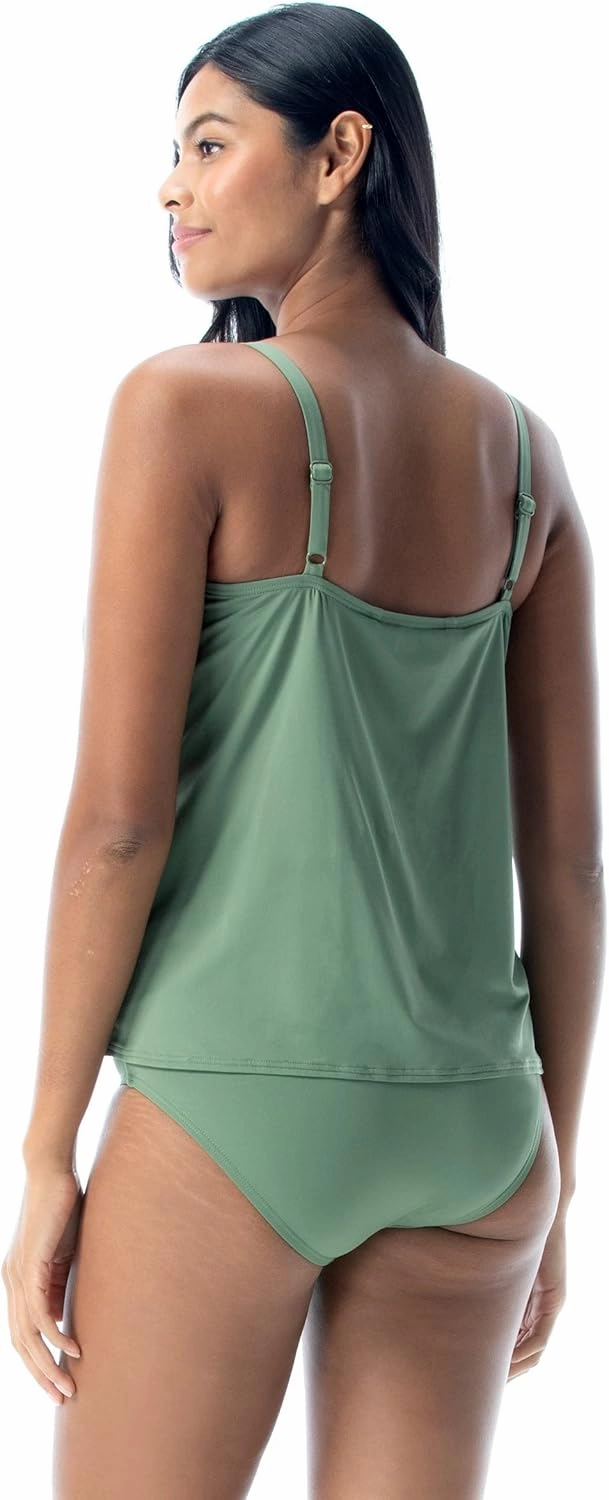 COCO REEF Ultra Fit Bra Sized Underwire Loose Fit A-Line Tankini Swimsuit, Full Coverage Swimwear Top