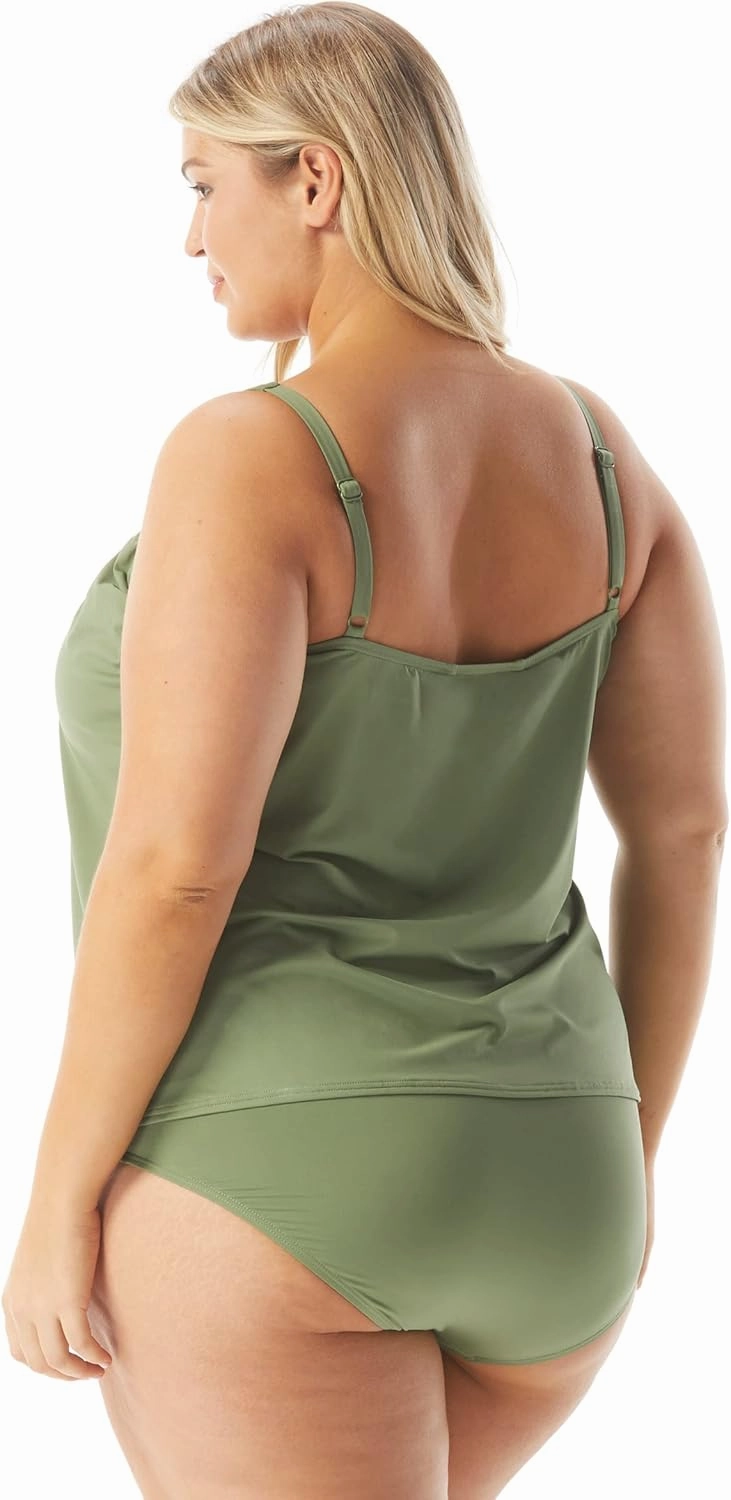 COCO REEF Ultra Fit Bra Sized Underwire Loose Fit A-Line Tankini Swimsuit, Full Coverage Swimwear Top
