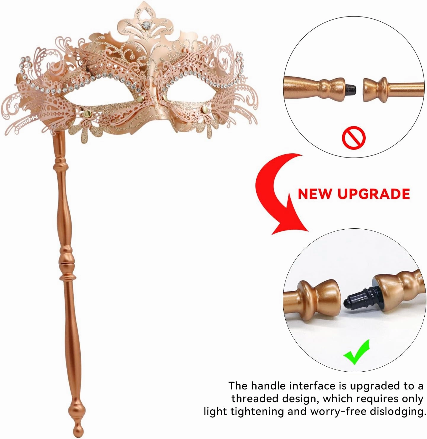 Coddsmz Masquerade Mask with Stick Venetian Mask Mardi Gras Decorations for Womens Halloween Costume Mask