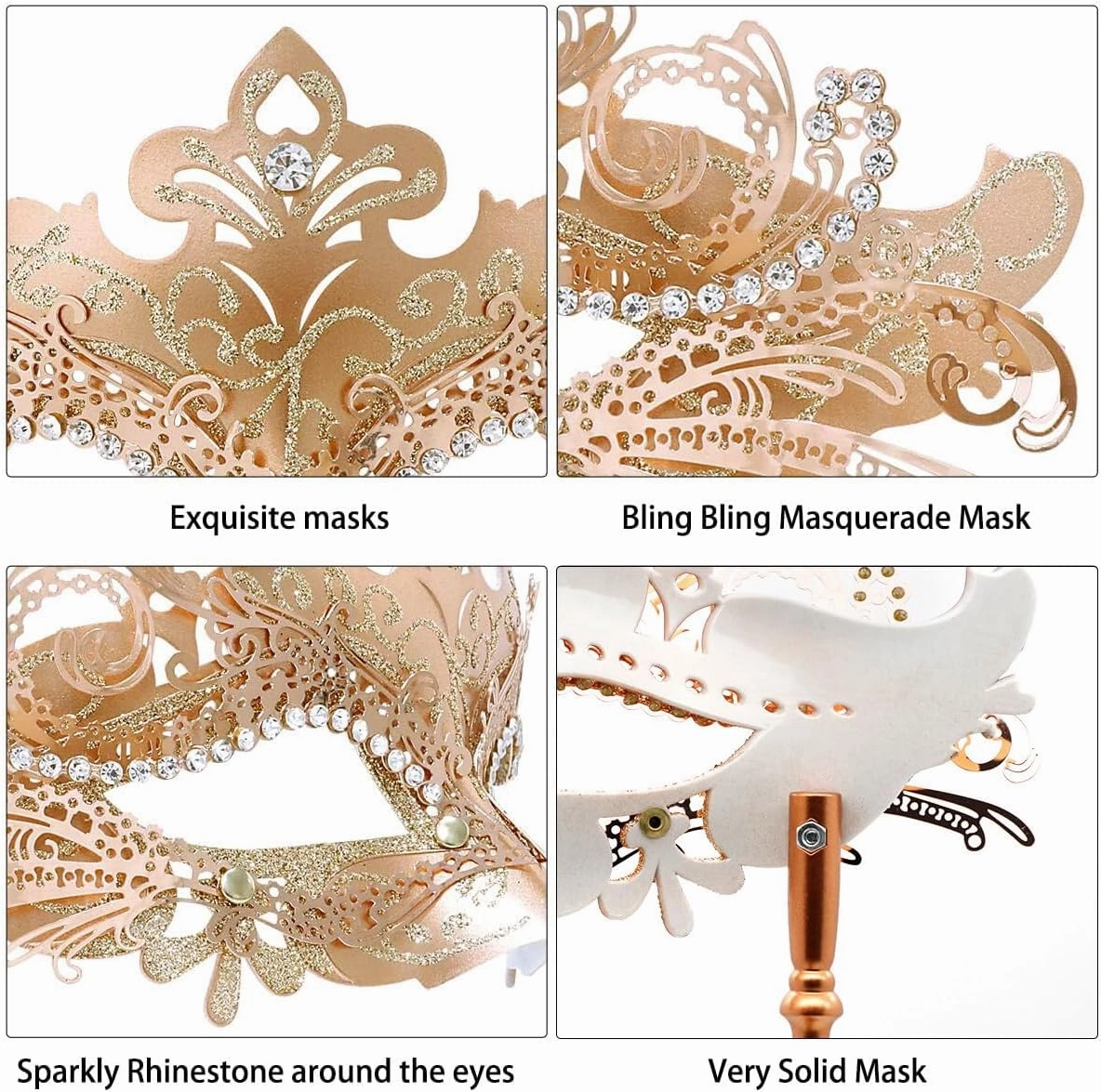 Coddsmz Masquerade Mask with Stick Venetian Mask Mardi Gras Decorations for Womens Halloween Costume Mask