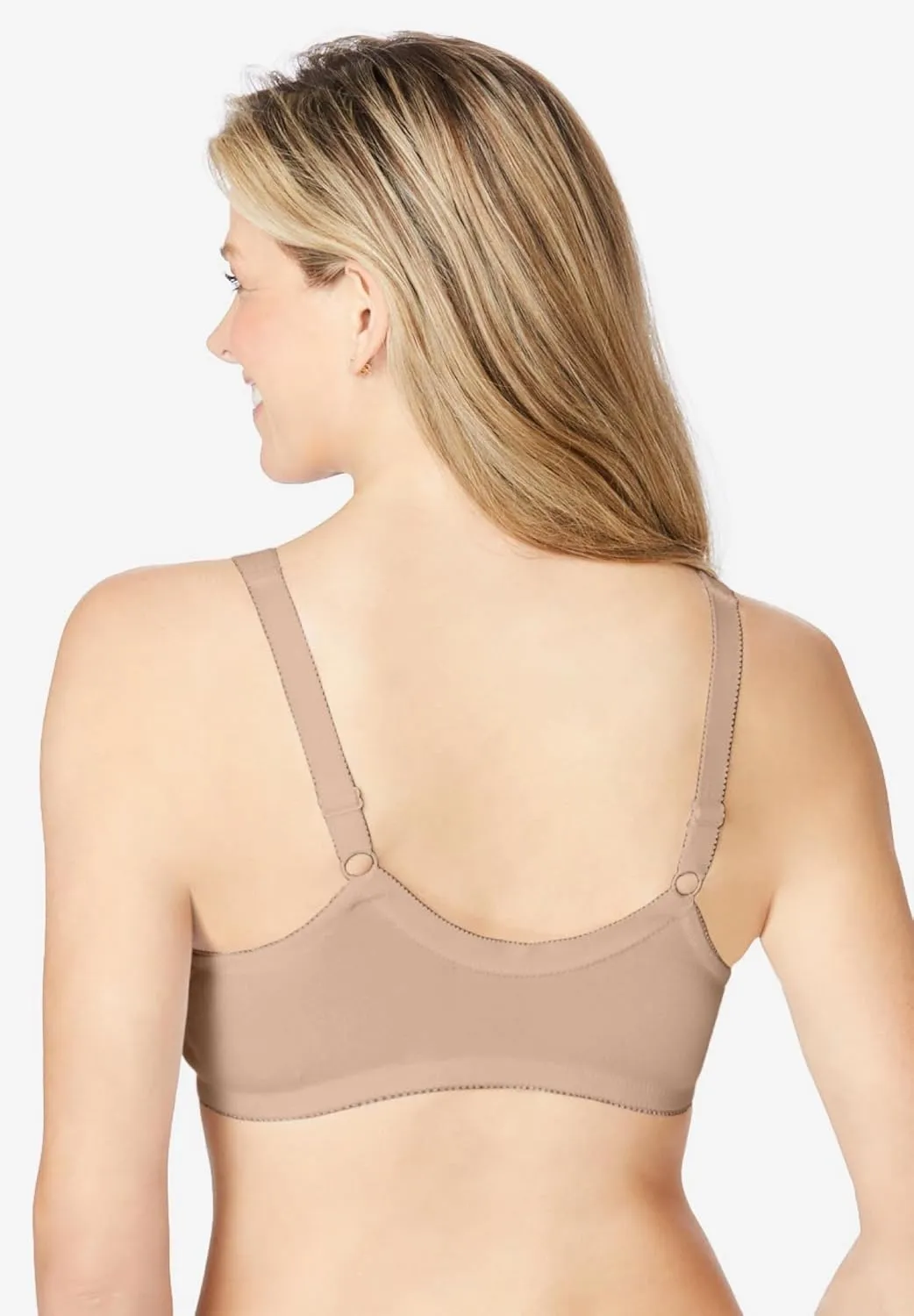Comfort Choice Women's Plus Size Cotton Front-Close Wireless Bra