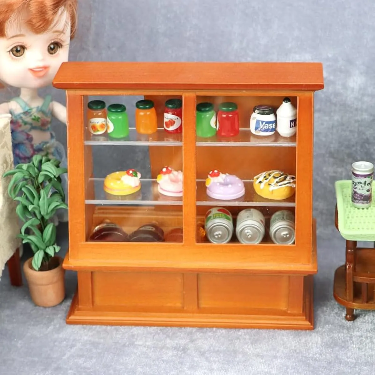 compactini Miniature Set 1:12 Scale Model Dollhouse Accessories Living Room Wooden Furniture Cupboard Miniature (Cupboard A Brown)
