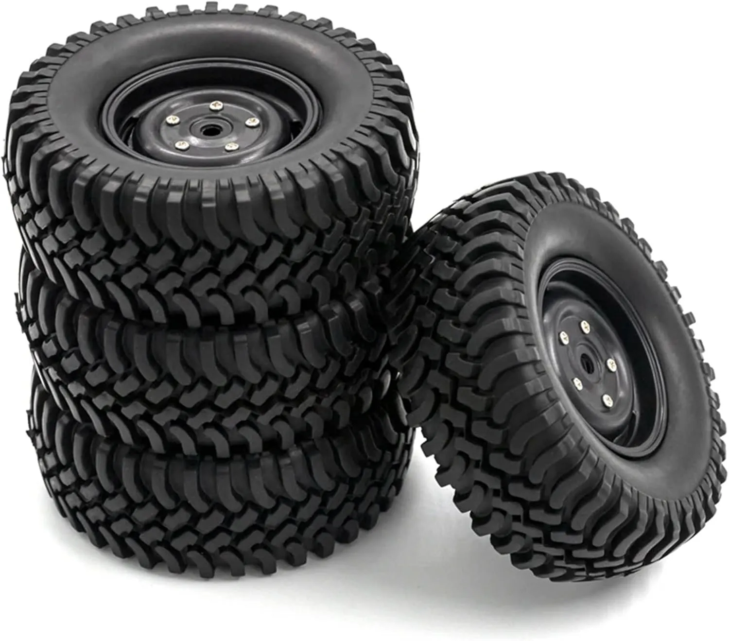 Compatible with TRX4 for Axial SCX10 90046 SCX10 III AXI03007 AXI03003 4Pcs 110 * 37mm 1.9 Inch Wheel Rim and Tyres for 1/10 RC Crawler Car RC Wheel Tires
